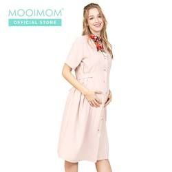 Mooimom Button Nursing Dress  Baju Menyusui - M Merah Muda