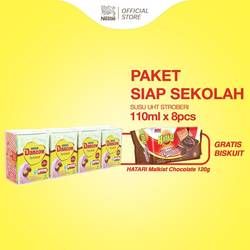 DANCOW FortiGro Stroberi UHT 110ml x 8pcs GRATIS Biskuit