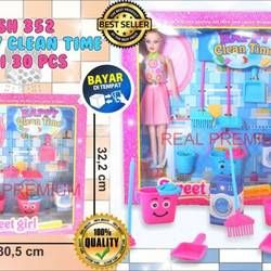 Mainan Boneka Plus Peralatan Kebersihan Rumah Sh 352 Happy Clean