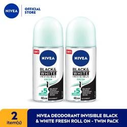 NIVEA Personal Care Deo Invisible B&W Fresh Roll On - Twin Pack