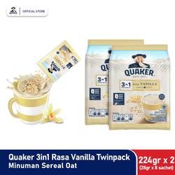 Quaker 3in1 Vanilla Polybag 224g Twin Pack Minuman Sereal Oats