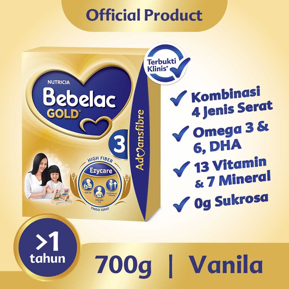 Bebelac Gold 3 Vanila Susu Bubuk Tinggi Serat 700 GR - 1