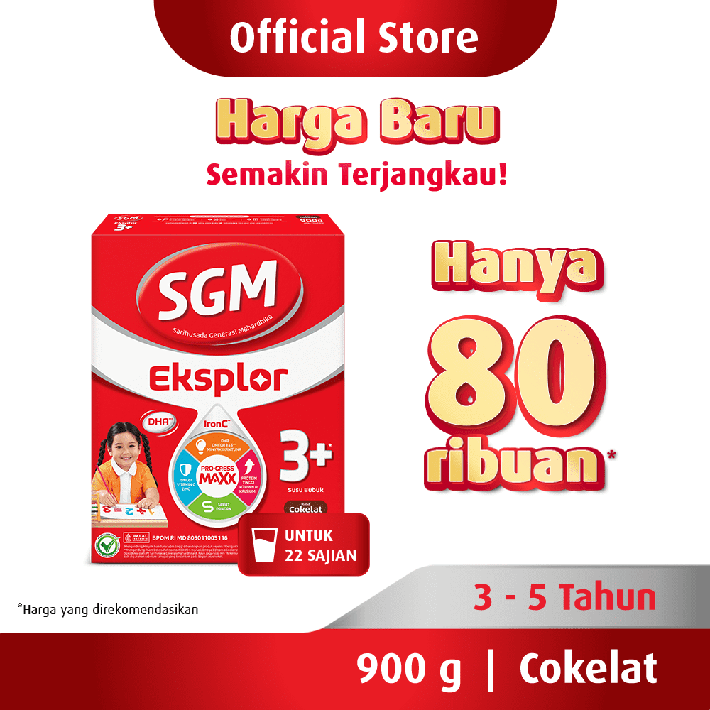 SGM Eksplor 3+ dengan IronC Susu Bubuk Rasa Cokelat 900GR - 1