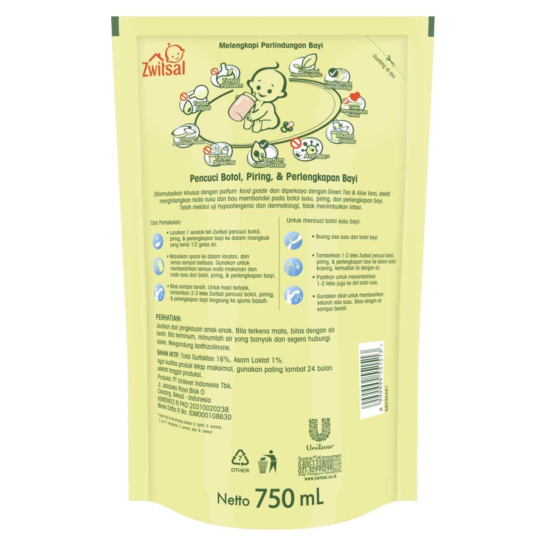 Zwitsal Baby Bottle Cleaner 750ml - 3