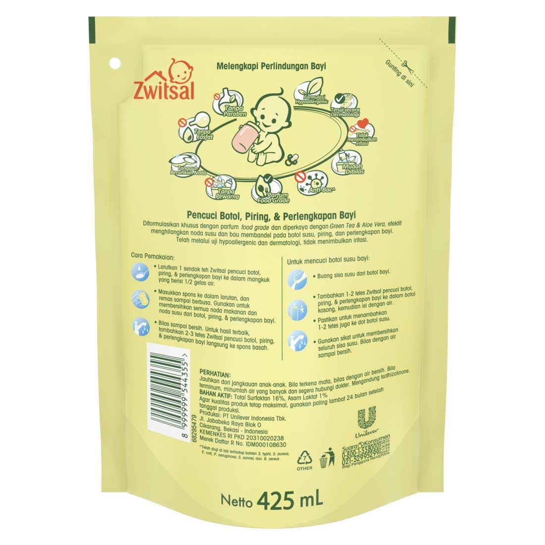 Zwitsal Baby Bottle Cleaner 425ml - 3