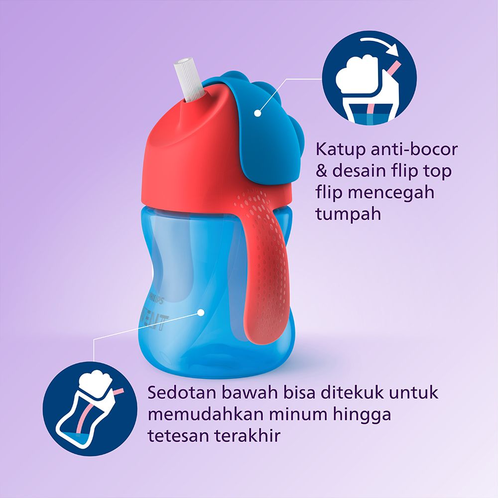 Philips Avent Straw Cup 200 ml Single Boy SCF796/01 Botol Minum Anak - 3