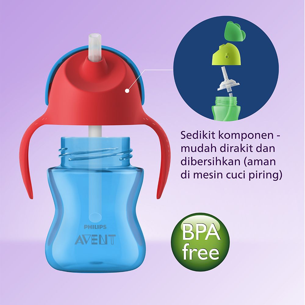 Philips Avent Straw Cup 200 ml Single Boy SCF796/01 Botol Minum Anak - 4
