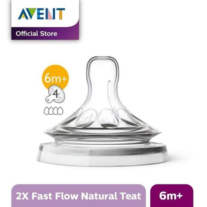 Philips Avent Teat Natural Fast Flow 6M+ SCF654/23 Dot Botol Bayi - 1