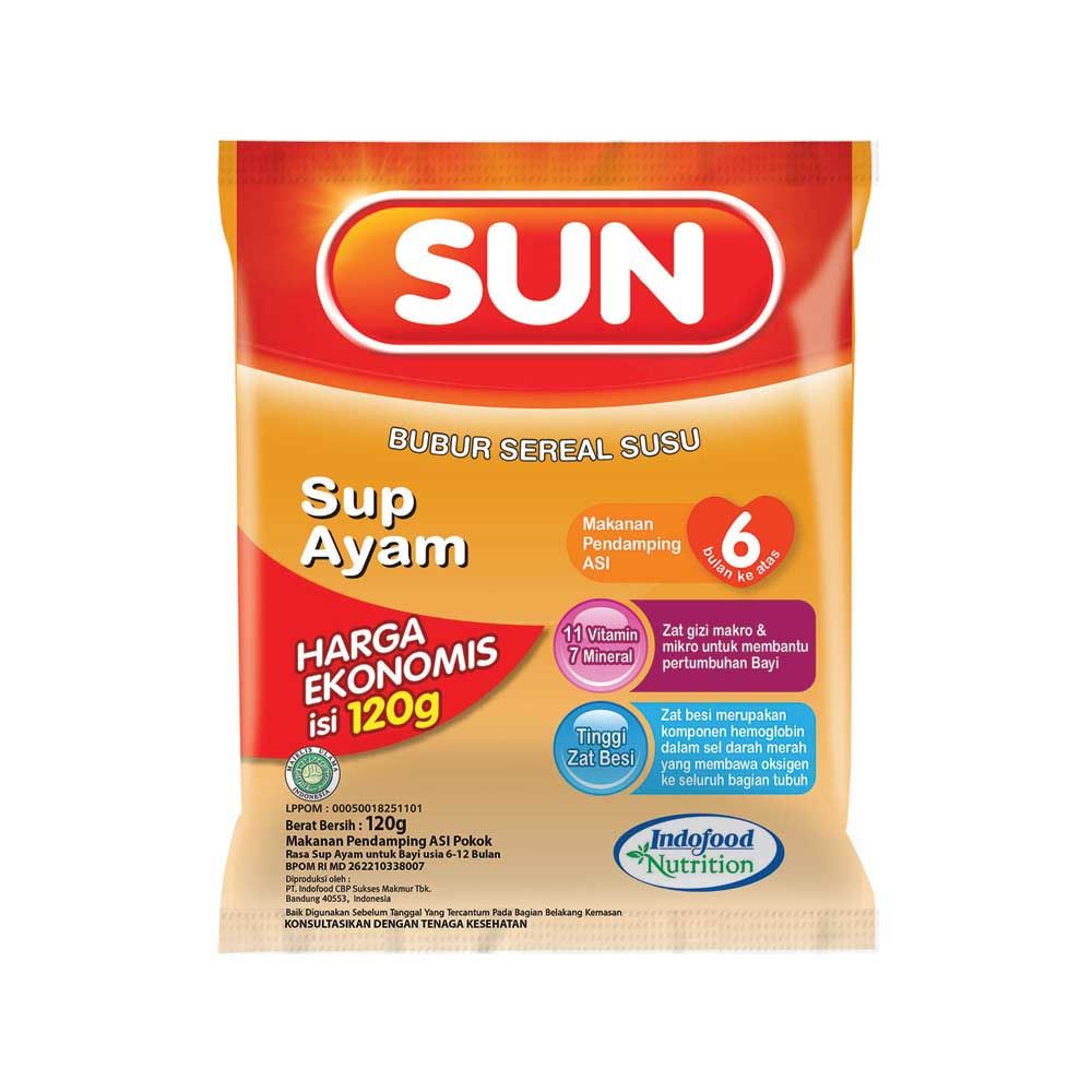 SUN BUBUR SEREAL SUP AYAM EKONOMIS 120 GR SACHET X 1 PCS - 1