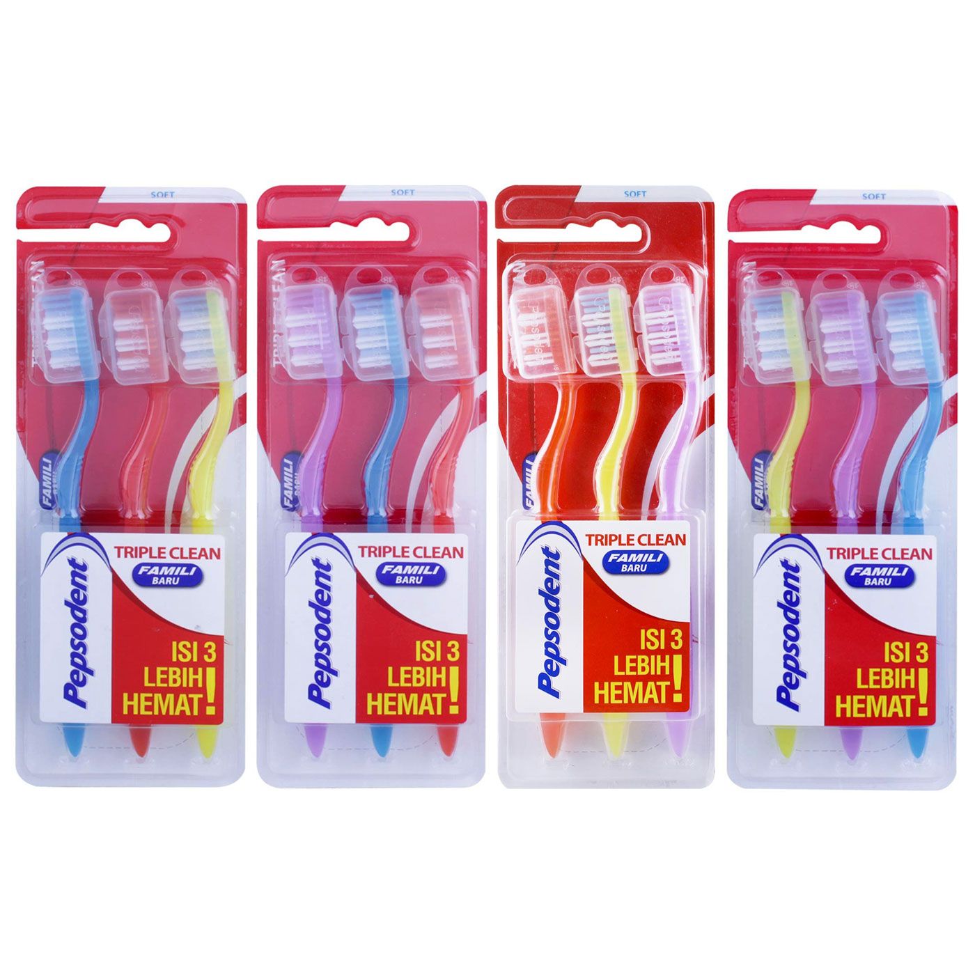 Pepsodent Triple Clean Sikat gigi Soft MultiPack Isi 3 - 1