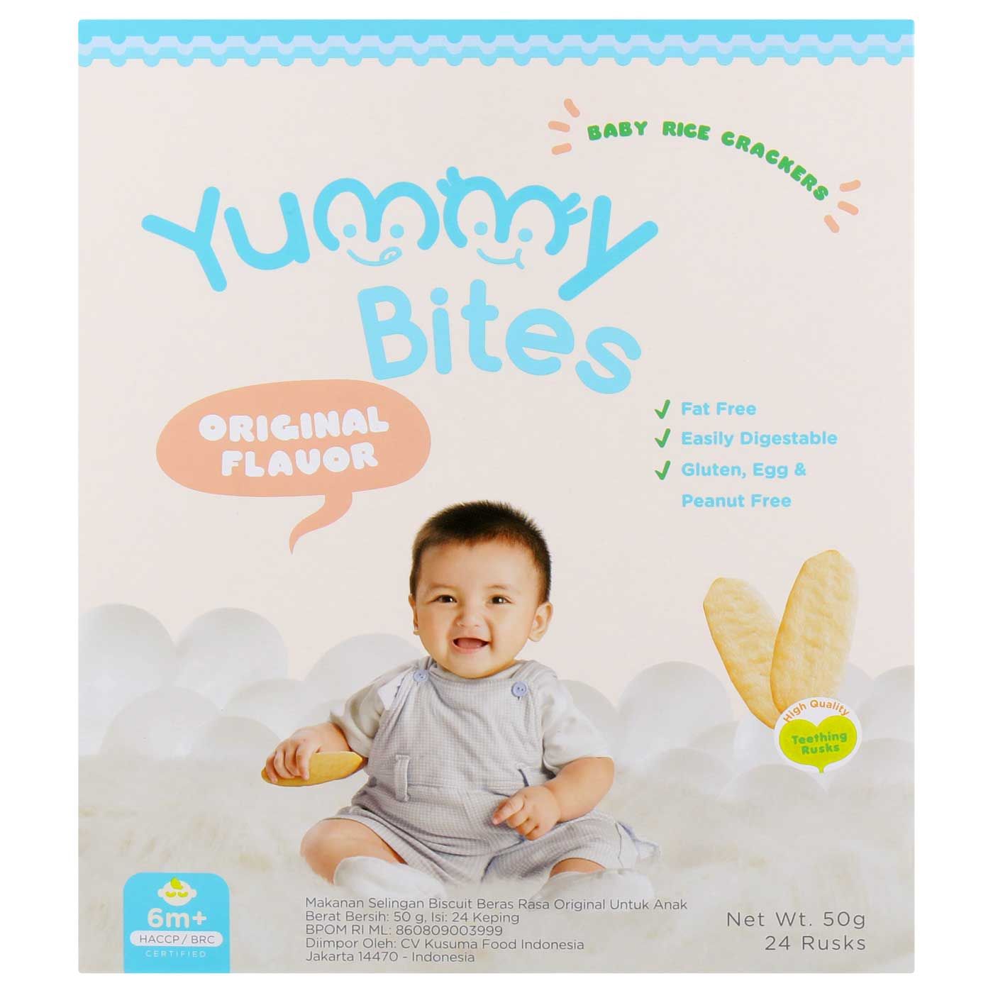 Yummy Bites Rice Crackers Original 6+ 50gr - 1