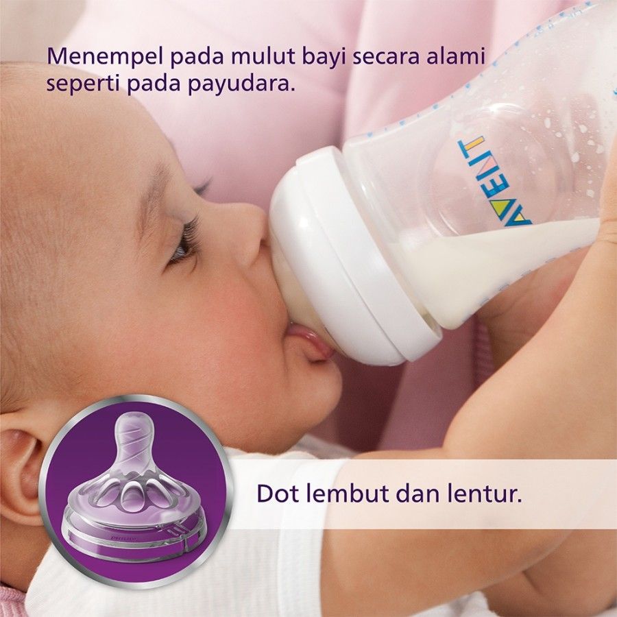 Philips Avent Natural Twin Bottle 1M+ 260ml Blue SCF695/23 Botol Susu - 2