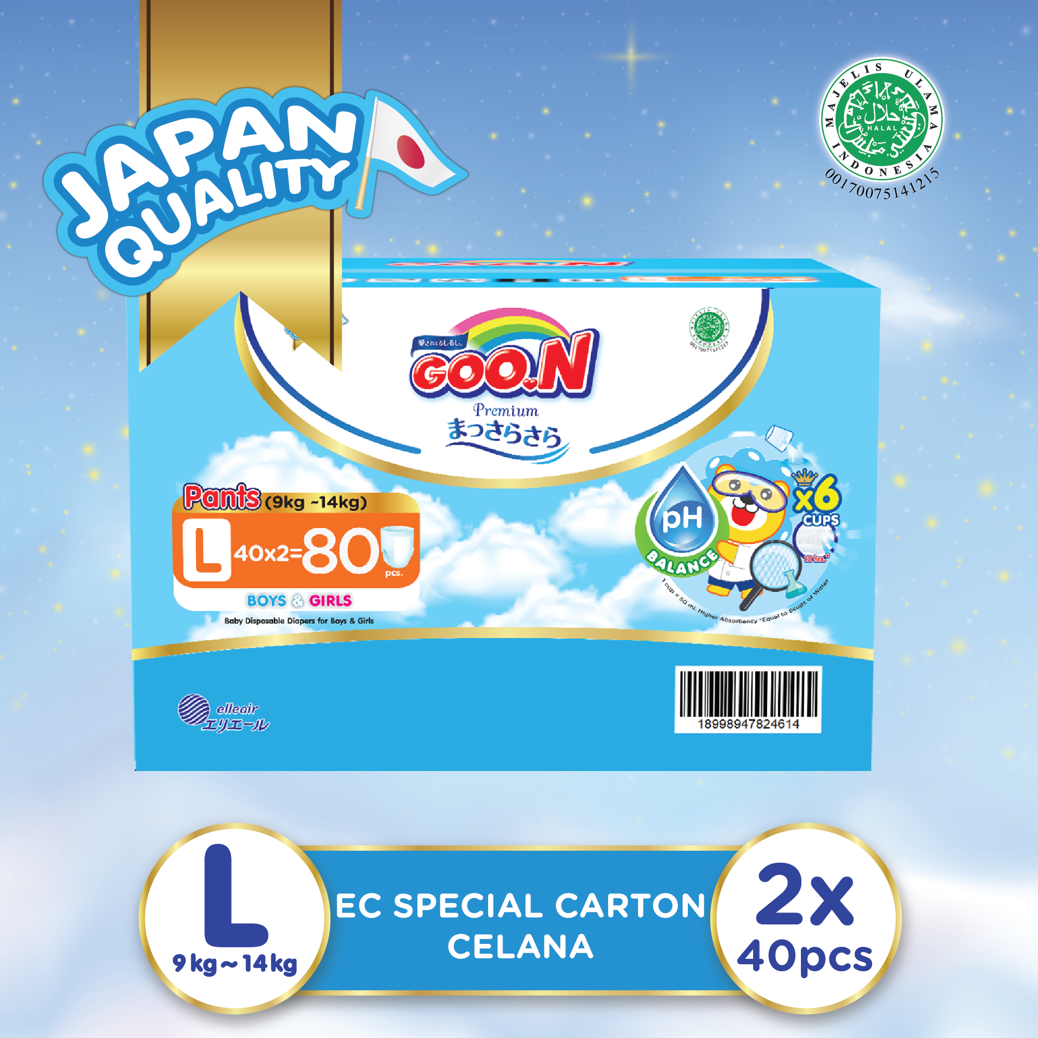 Goo.N Premium Pants Massara Sara EC Special Carton (L 40*2pack) - 1
