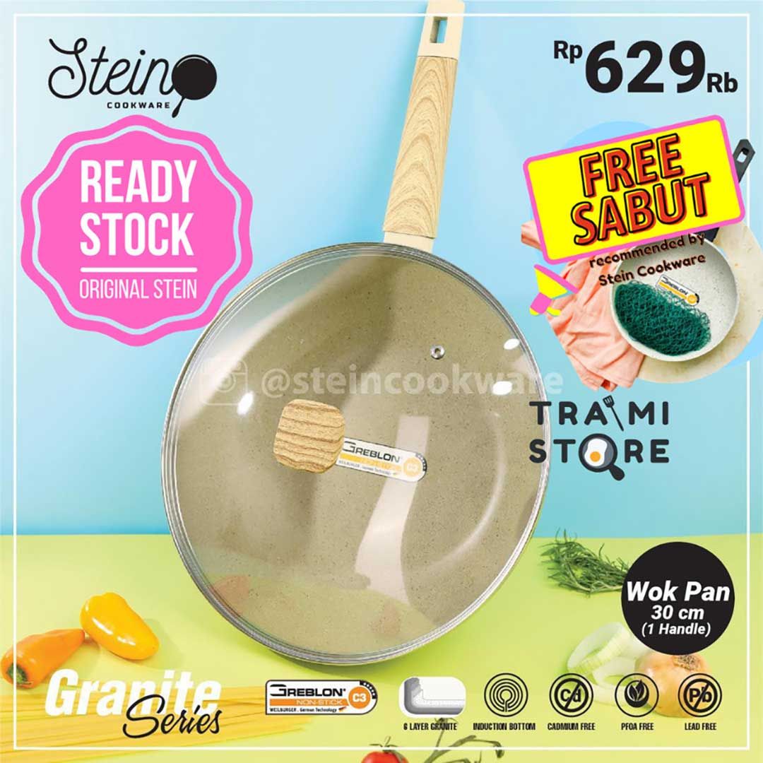 Stein Cookware Wok 30Cm (1 Handle) Granite Series Panci Stein Original - 1
