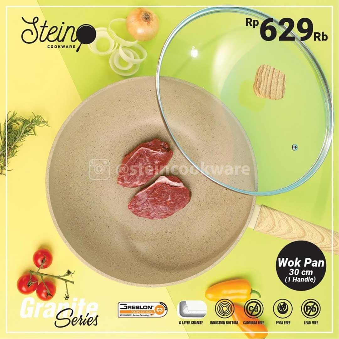 Stein Cookware Wok 30Cm (1 Handle) Granite Series Panci Stein Original - 2