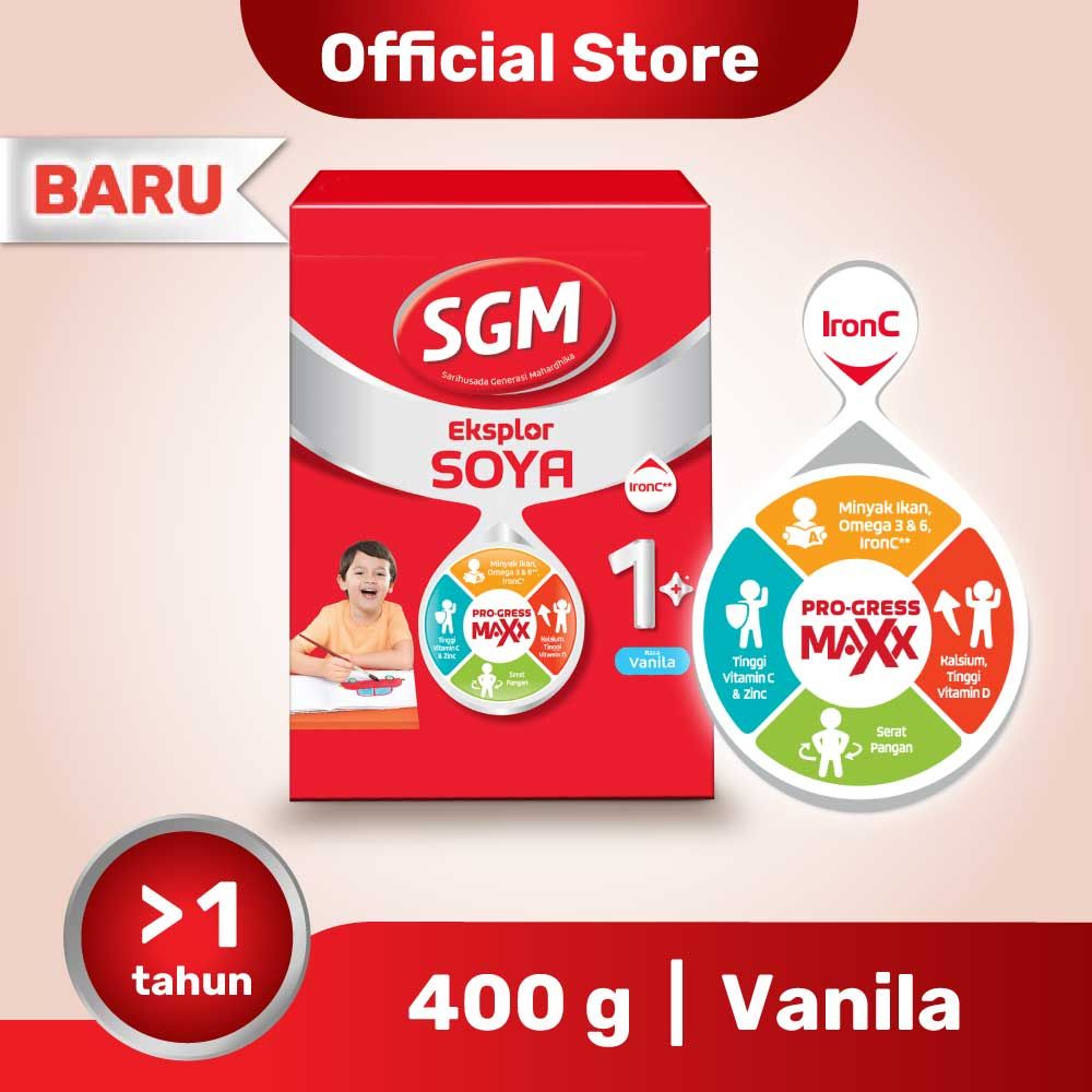 SGM Eksplor Soya 1+ Pro-GressMaxx Formula Pertumbuhan Vanilla 400GR NEW - 1