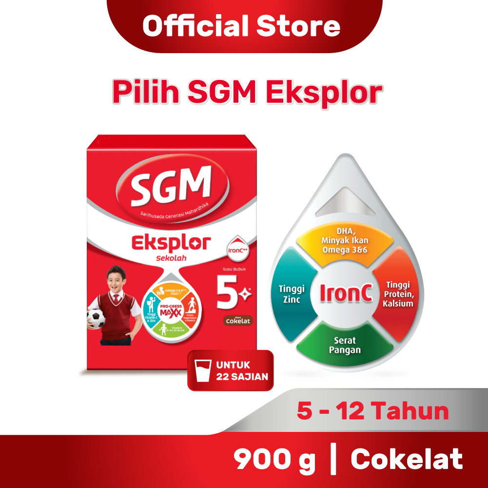 SGM Eksplor 5+ dengan IronC Susu Bubuk Rasa Cokelat 900g NEW - 1