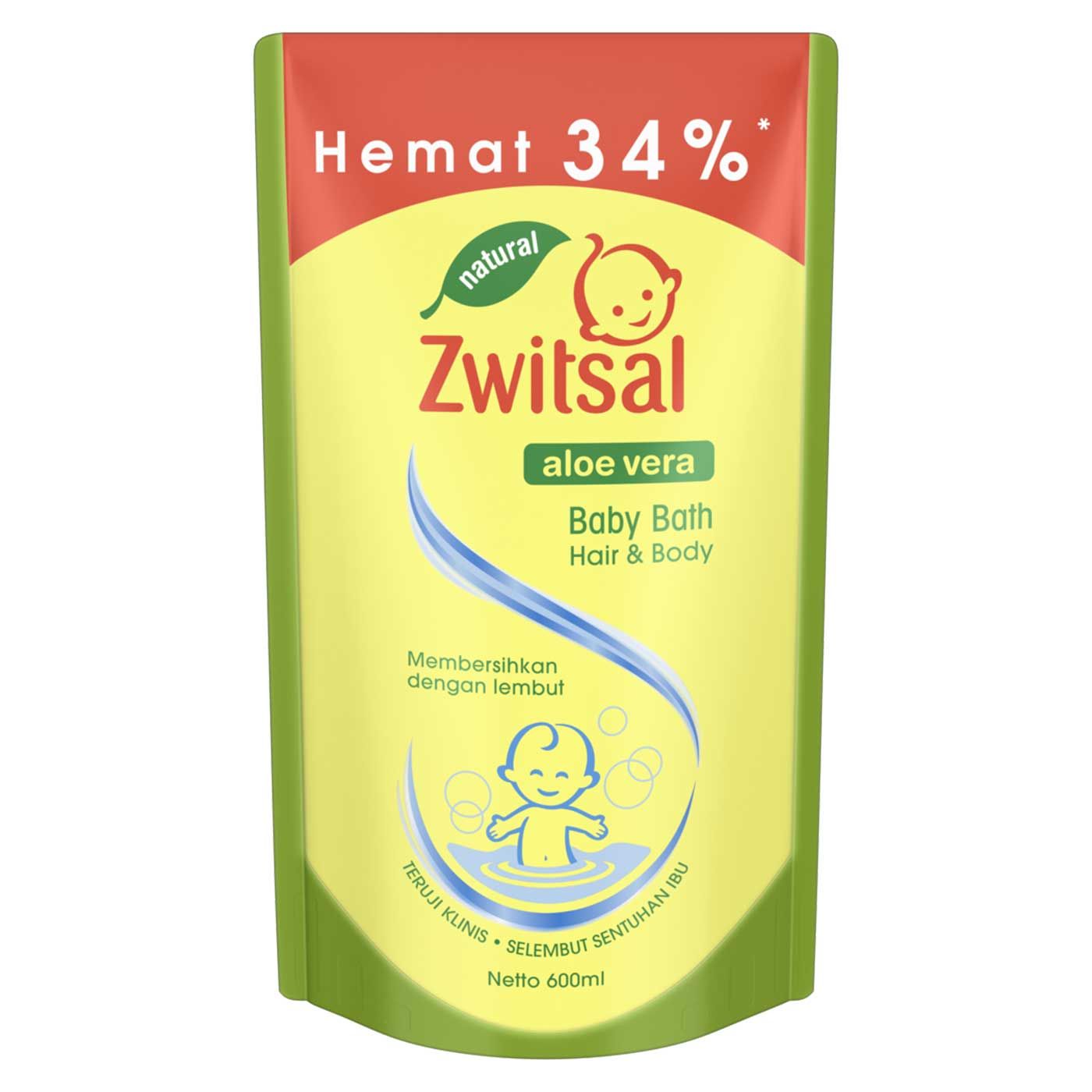 Zwitsal Baby Bath 2In1 Hair & Body Aloe Vera 600ml - 2