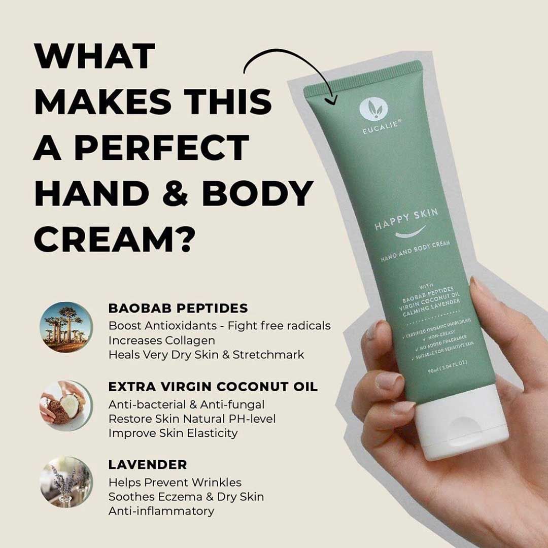 Eucalie Organic Anti Aging Hand & Body Cream - Happy Skin - 4