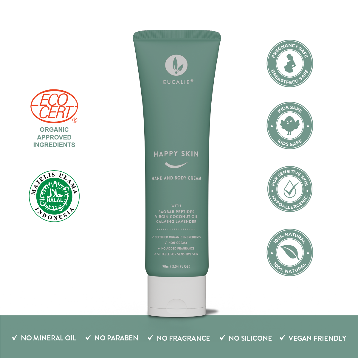 Eucalie Organic Anti Aging Hand & Body Cream - Happy Skin - 1