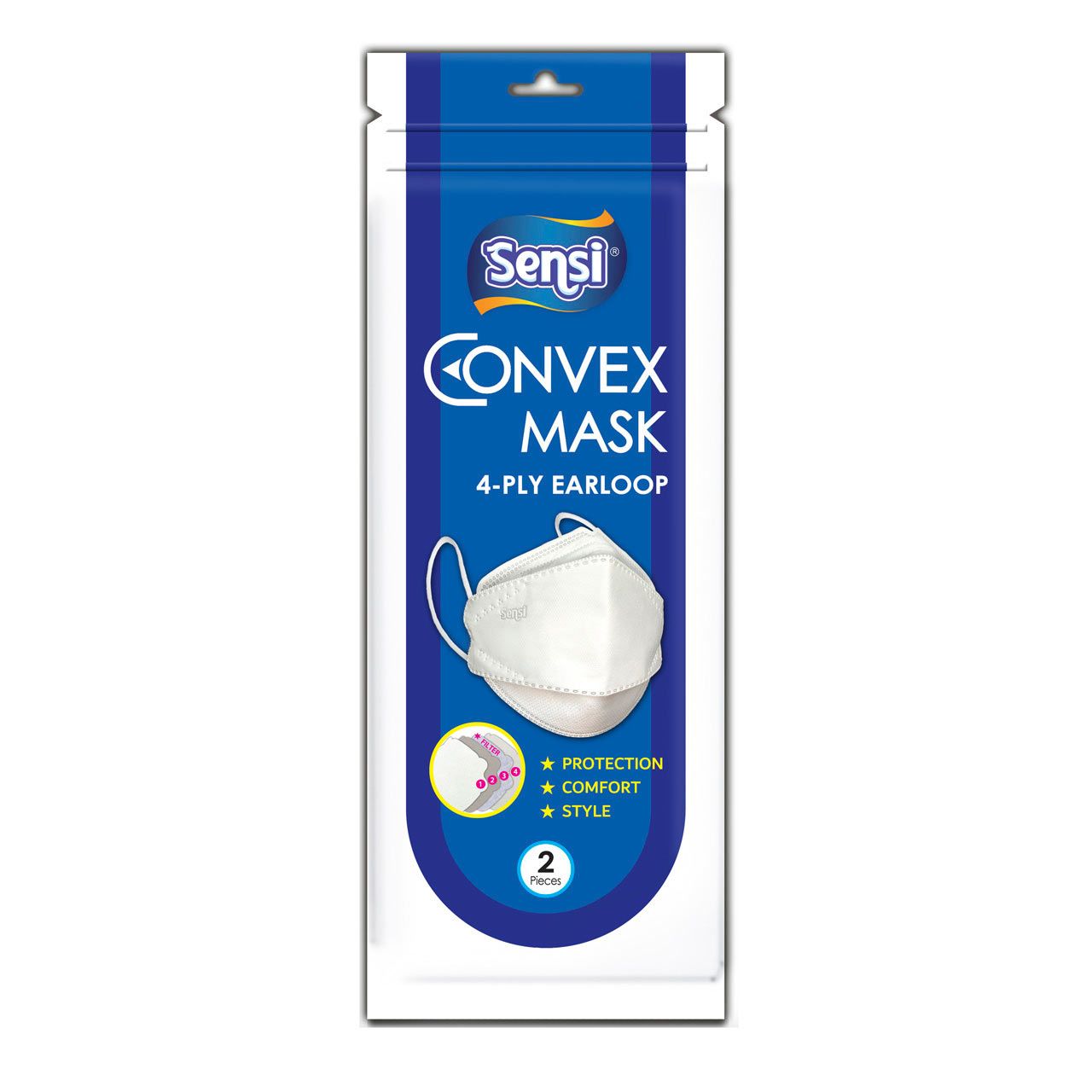 Sensi Convex Mask 4-Ply Earloop 2's Purple - 1