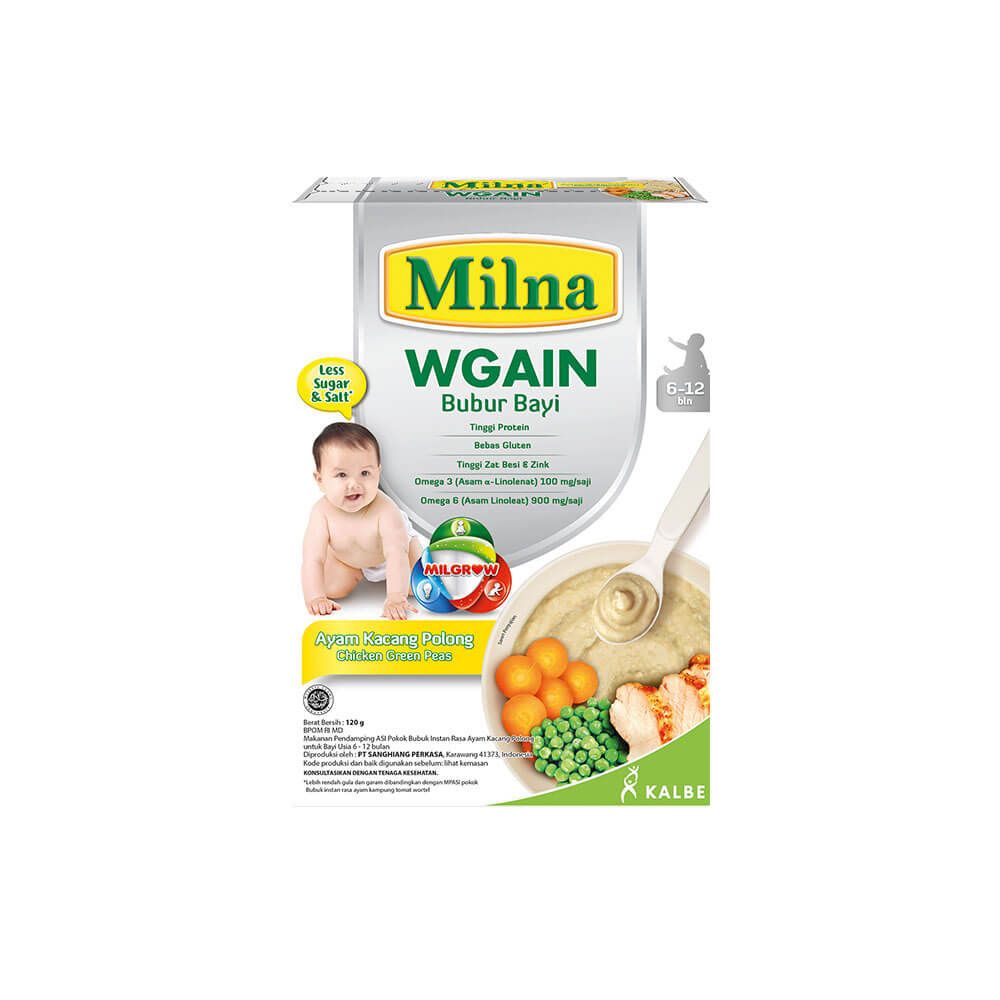 Milna Bubur Bayi Wgain 6 bulan Ayam Kacang Polong 120gr - 1