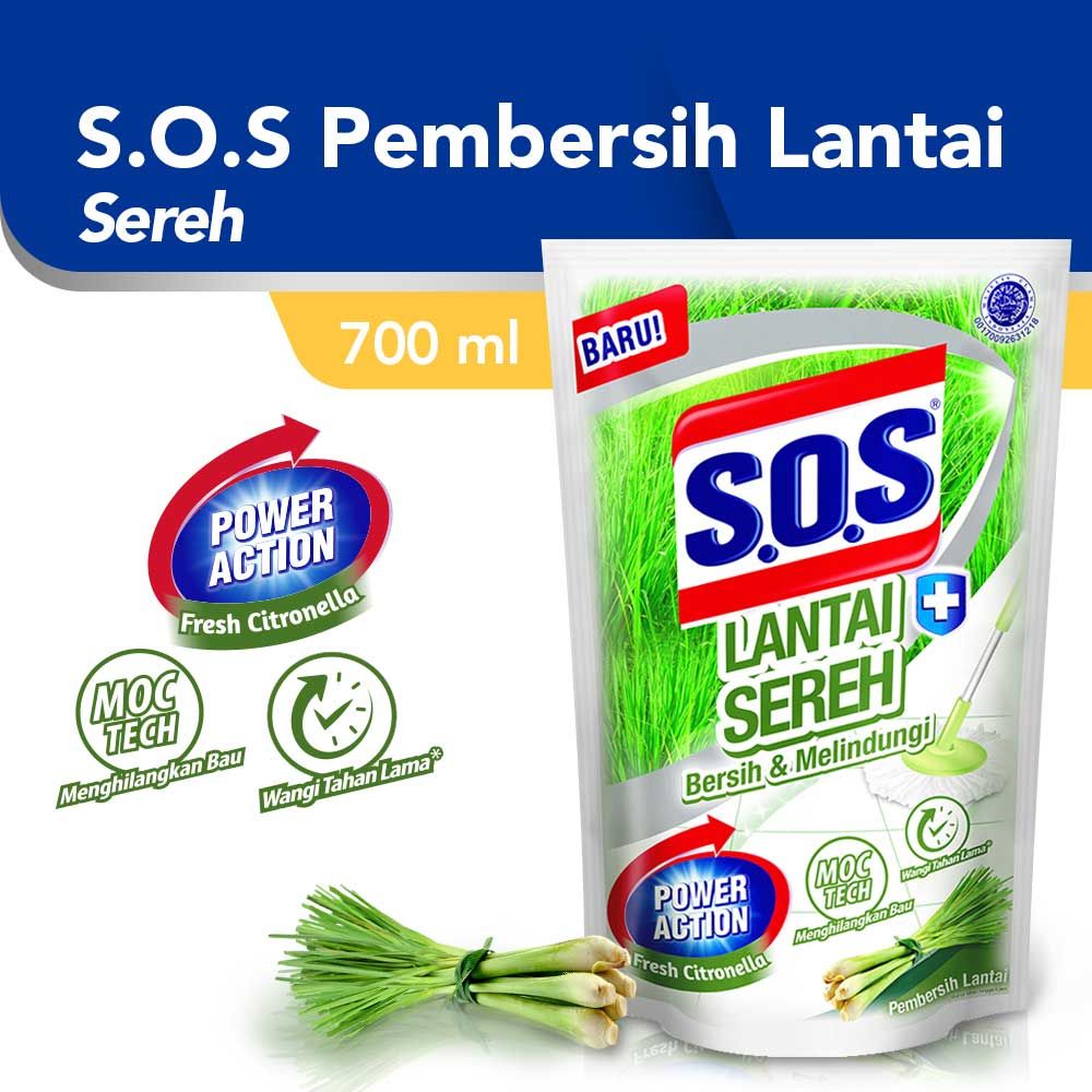 SOS Pembersih Lantai Sereh Pouch 700ml - 1
