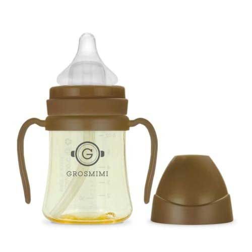 Grosmimi Feeding Bottle with Straw 200ml - Brown - 1