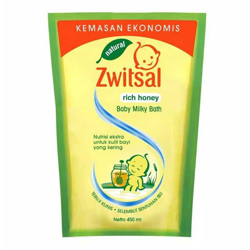Zwitsal Baby Bath Milk Natural Rich Honey Refill 450ml - 1