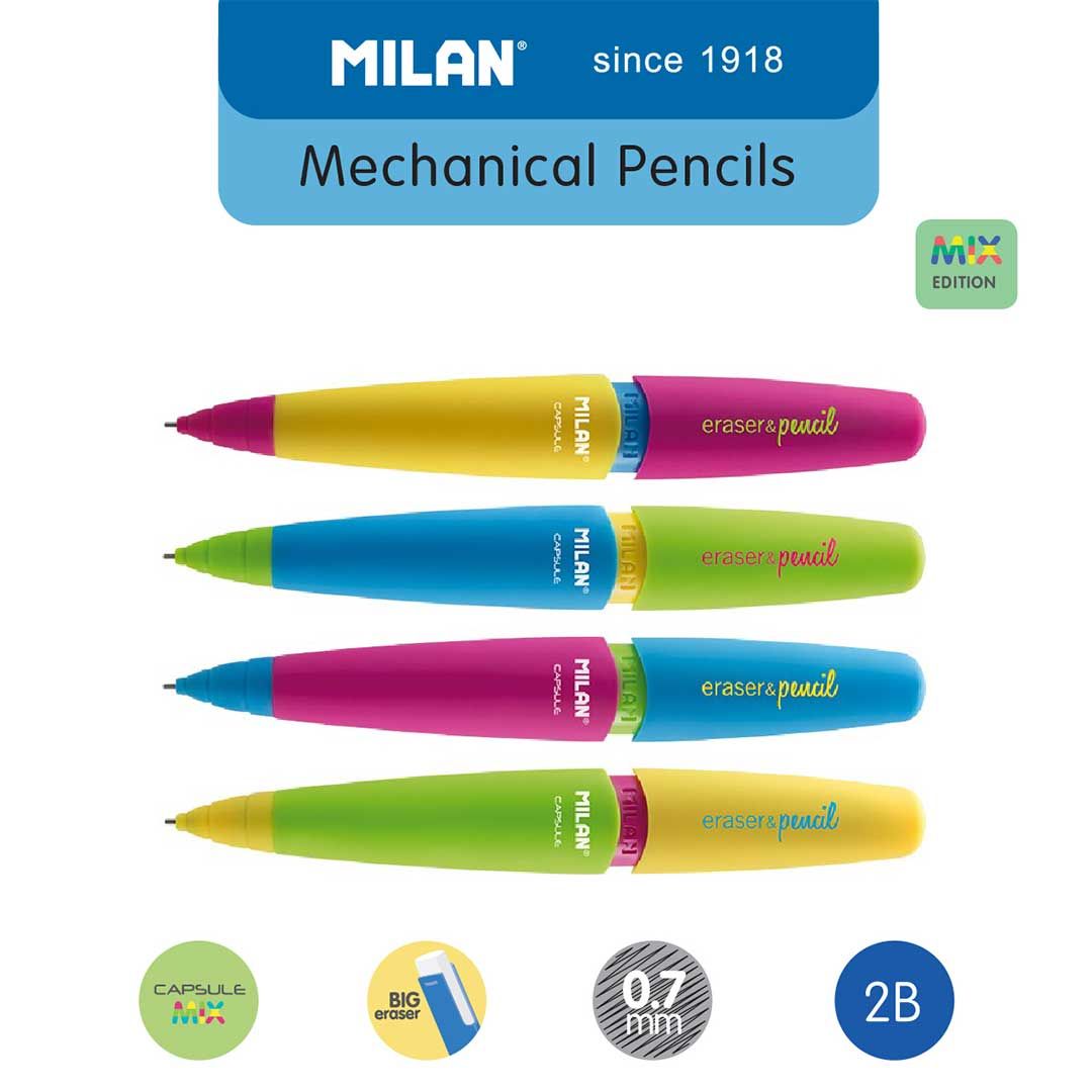 Milan Mechanical Pencil with Eraser 0,7mm Capsule Mix  No 2 - 1