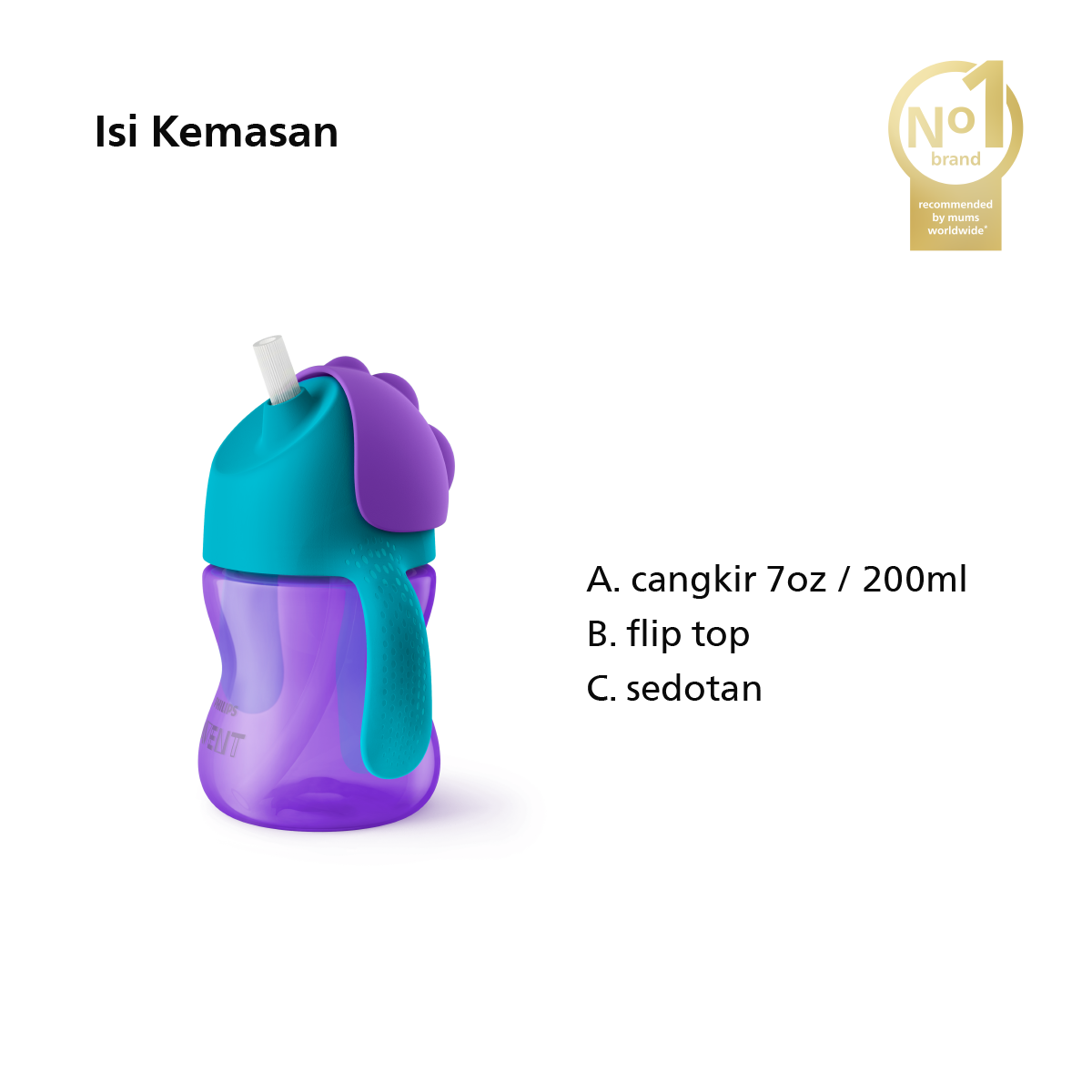 Philips Avent Straw Cup 200 ml Single Mixed Boy SCF796/00 Botol Minum - 2