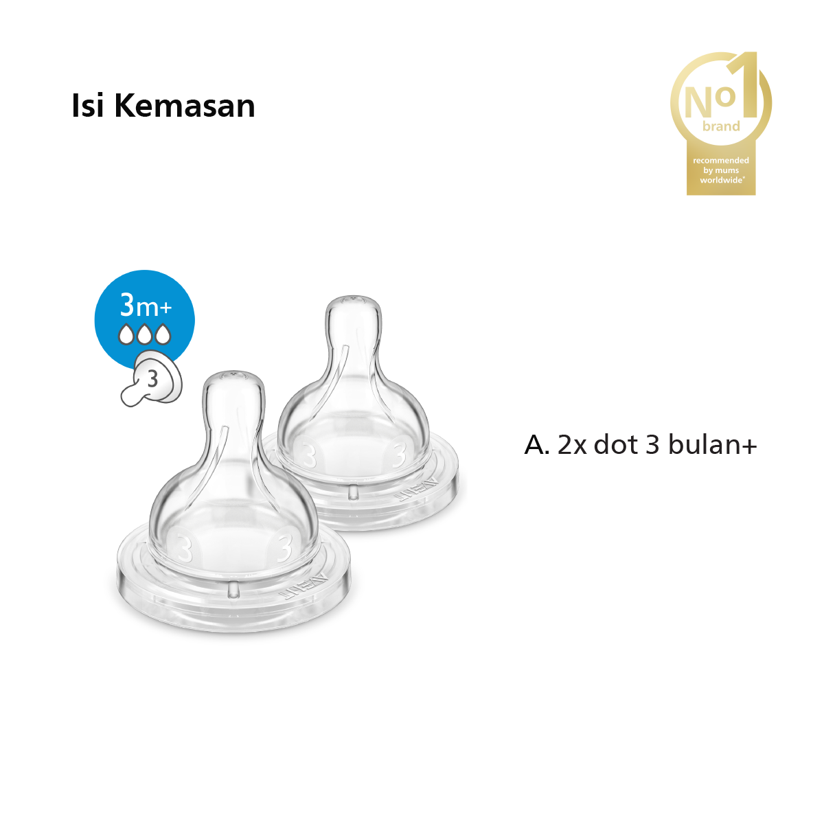 Philips Avent Teat Medium Flow Airflex 3M+ SCF633/27 Dot Botol Bayi - 2