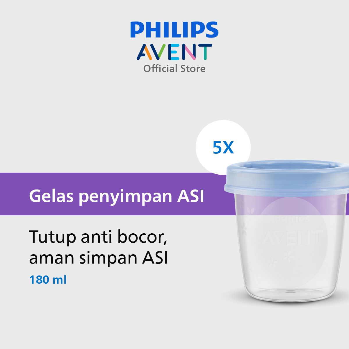 Philips Breast Milk Storage Cups 180ml/5 SCF619/05 Aksesori Pompa ASI - 1