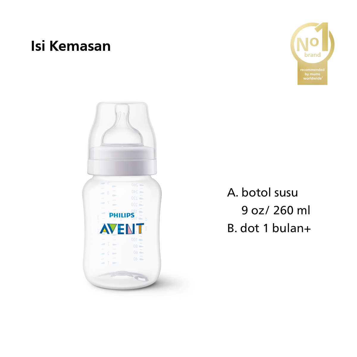 Philips Avent Classic Plus Bottle 260ml 1M+ SCF563/18 Botol Susu Bayi - 2