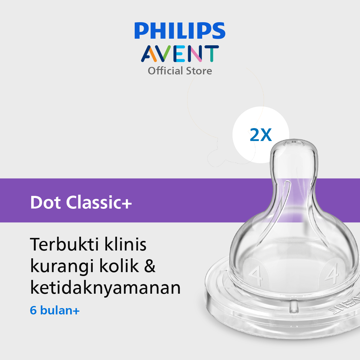 Philips Avent Teat Classic Nipple 6M+ SCF634/27 Dot Botol Bayi - 1