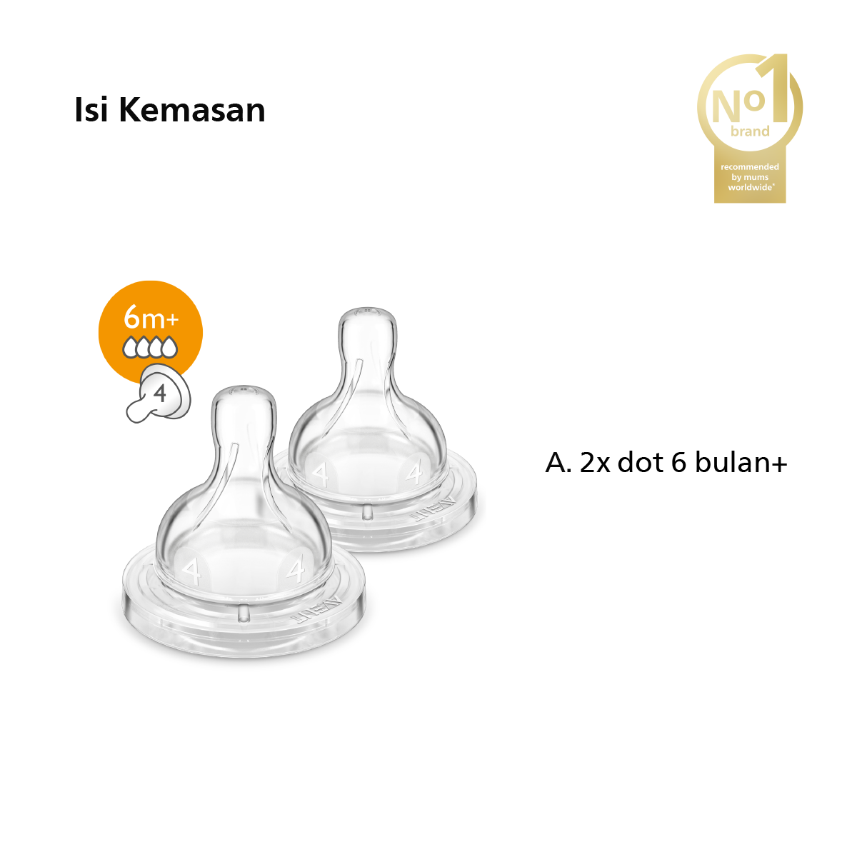 Philips Avent Teat Classic Nipple 6M+ SCF634/27 Dot Botol Bayi - 2