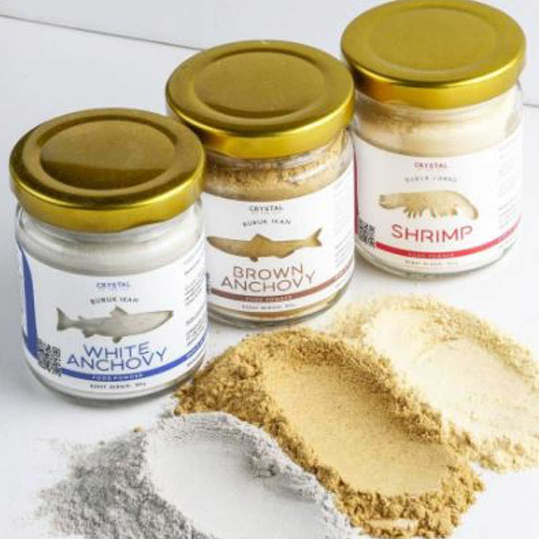 (Set of 3 Size 80G) White Anchovy + Brown Anchovy + Shrimp Food Powder - 1