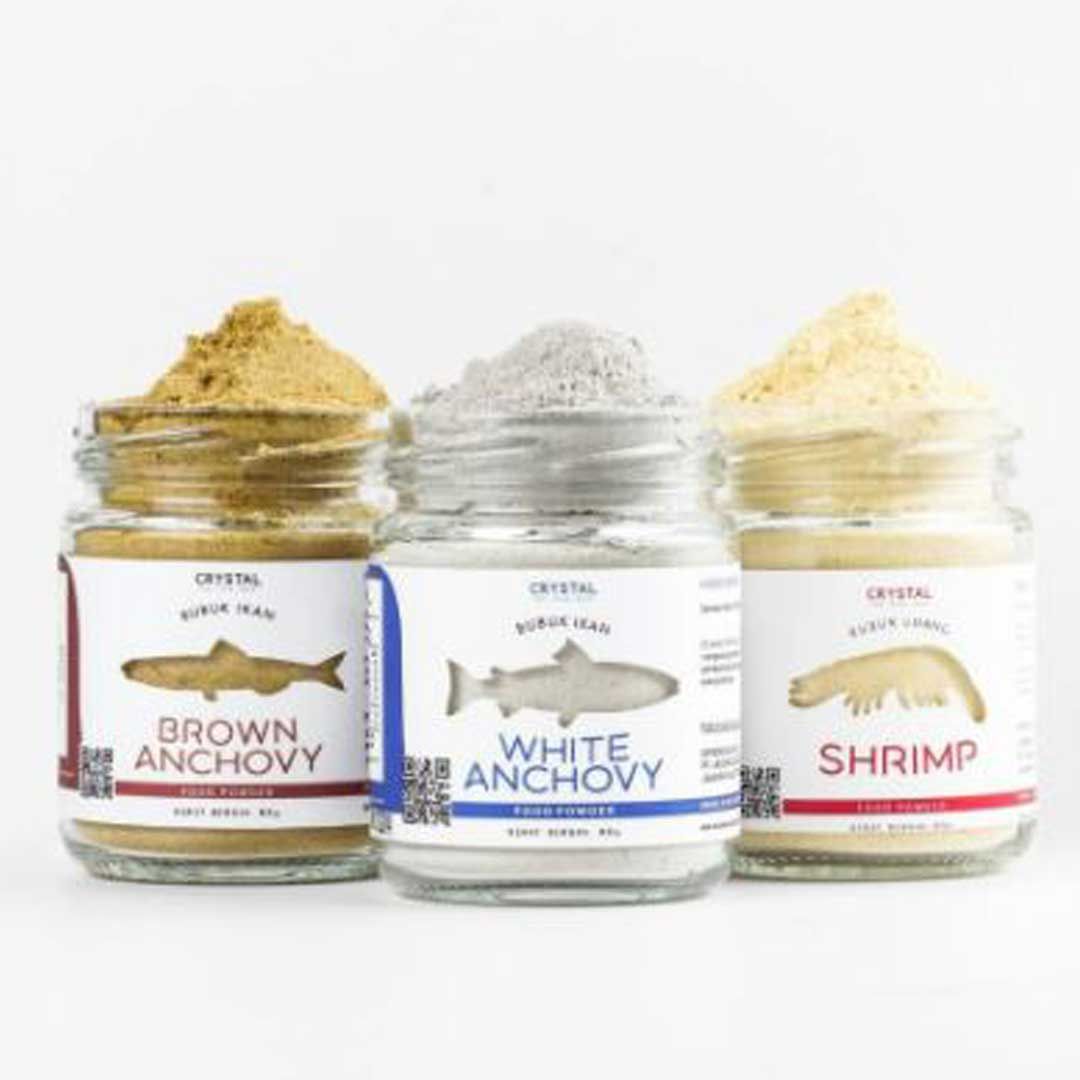 (Set of 3 Size 80G) White Anchovy + Brown Anchovy + Shrimp Food Powder - 2