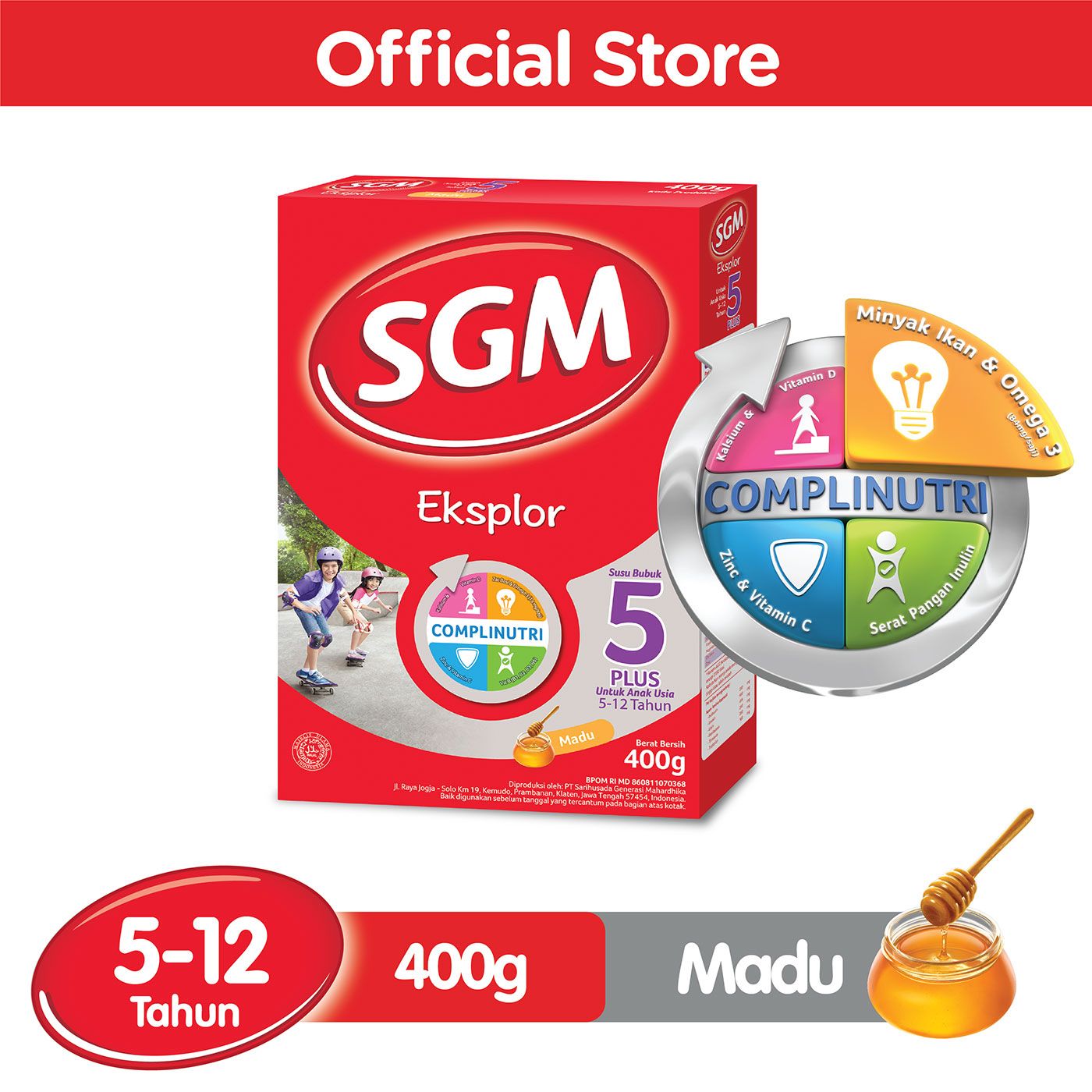 SGM Eksplor 5+ dengan IronC Susu Bubuk Rasa Madu 400GR - 1