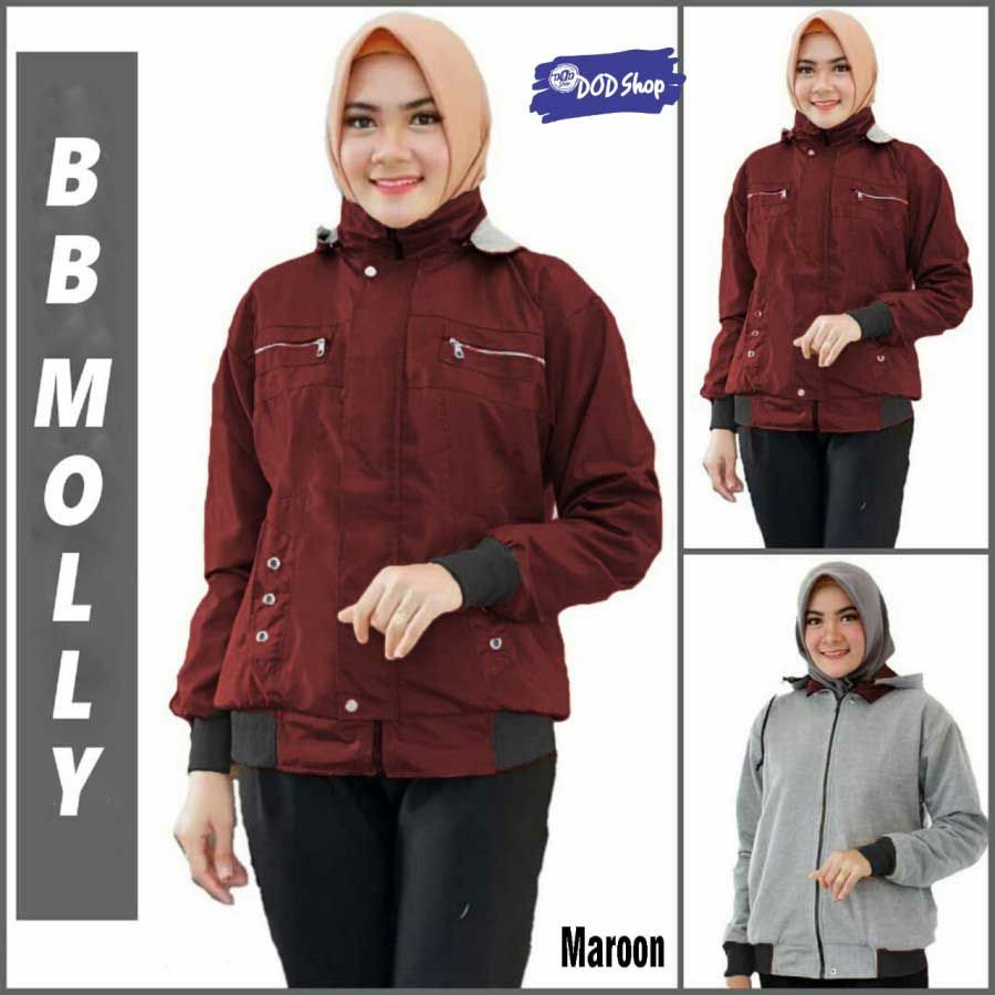 Jaket Bomber Wanita Bolak Balik - Maroon - 1