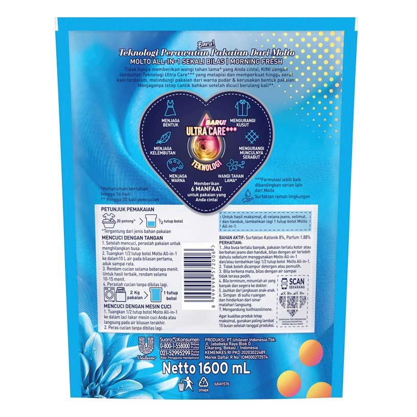 Molto Pelembut Dan Pewangi All In 1 Blue 1600Ml - 3