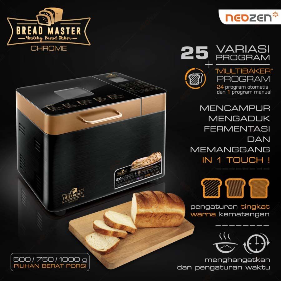 Bread Master Chrome Alat Pembuat Roti Otomatis 600 Watt - 2