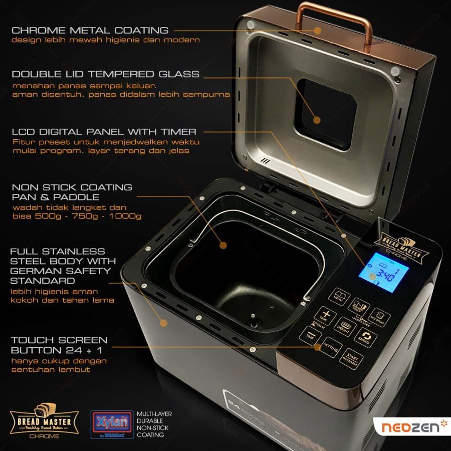 Bread Master Chrome Alat Pembuat Roti Otomatis 600 Watt - 3