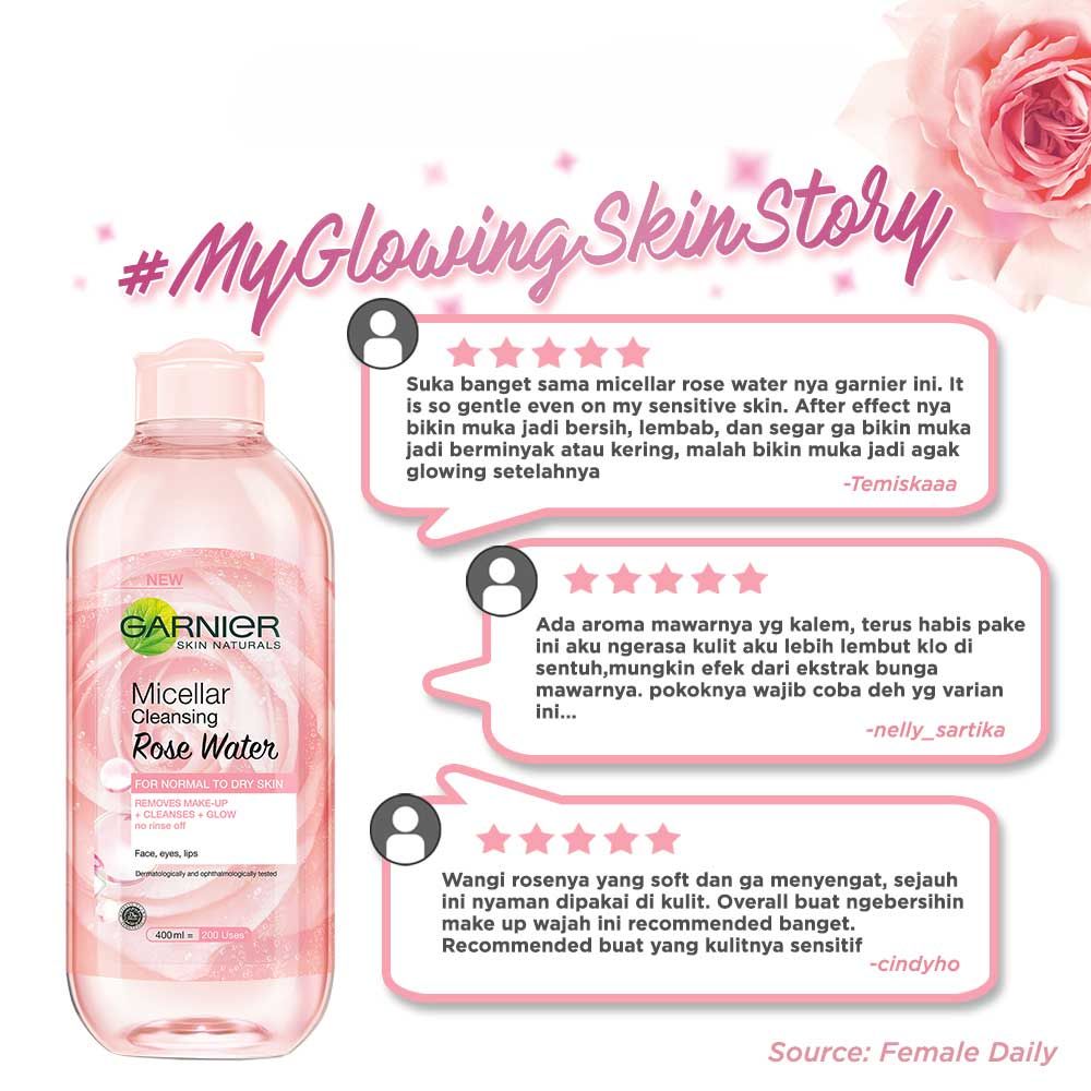 Garnier Micellar Water Rose Cleanse & Glow 125ml - 5