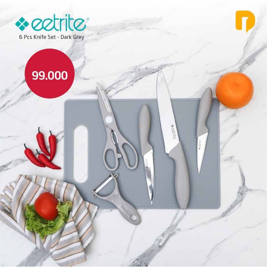 Eetrite 6 Pcs Knife Set  Paket Pisau Dapur Rumah Murah Grey - 1