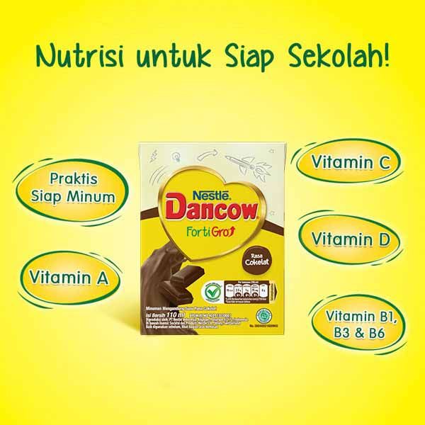 Dancow Fortigro Susu UHT Coklat Usia Sekolah Multipack 110Ml X 4Pcs - 2