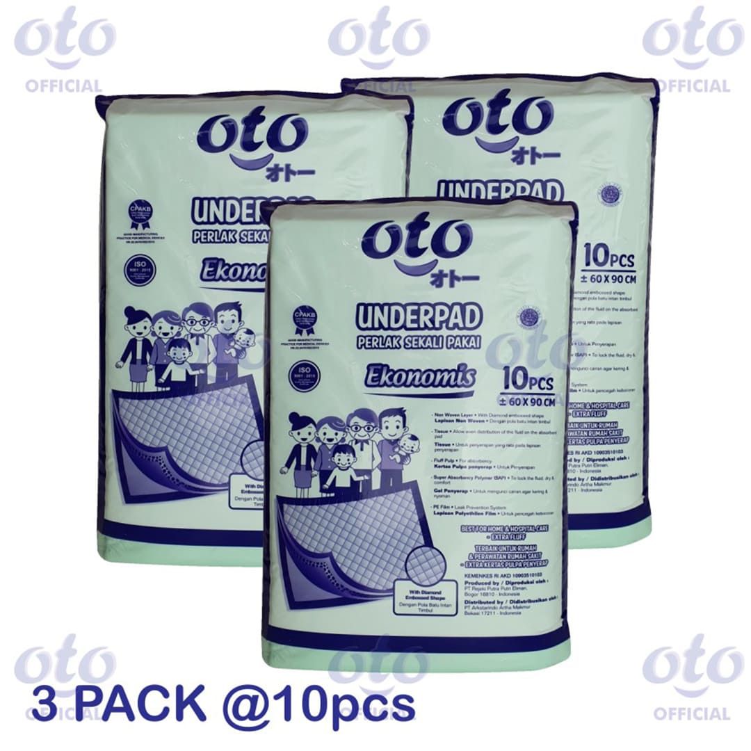 OTO Underpad Perlak Sekali Pakai Alas Pasien 3 Pack ( isi 30 pcs ) - 2