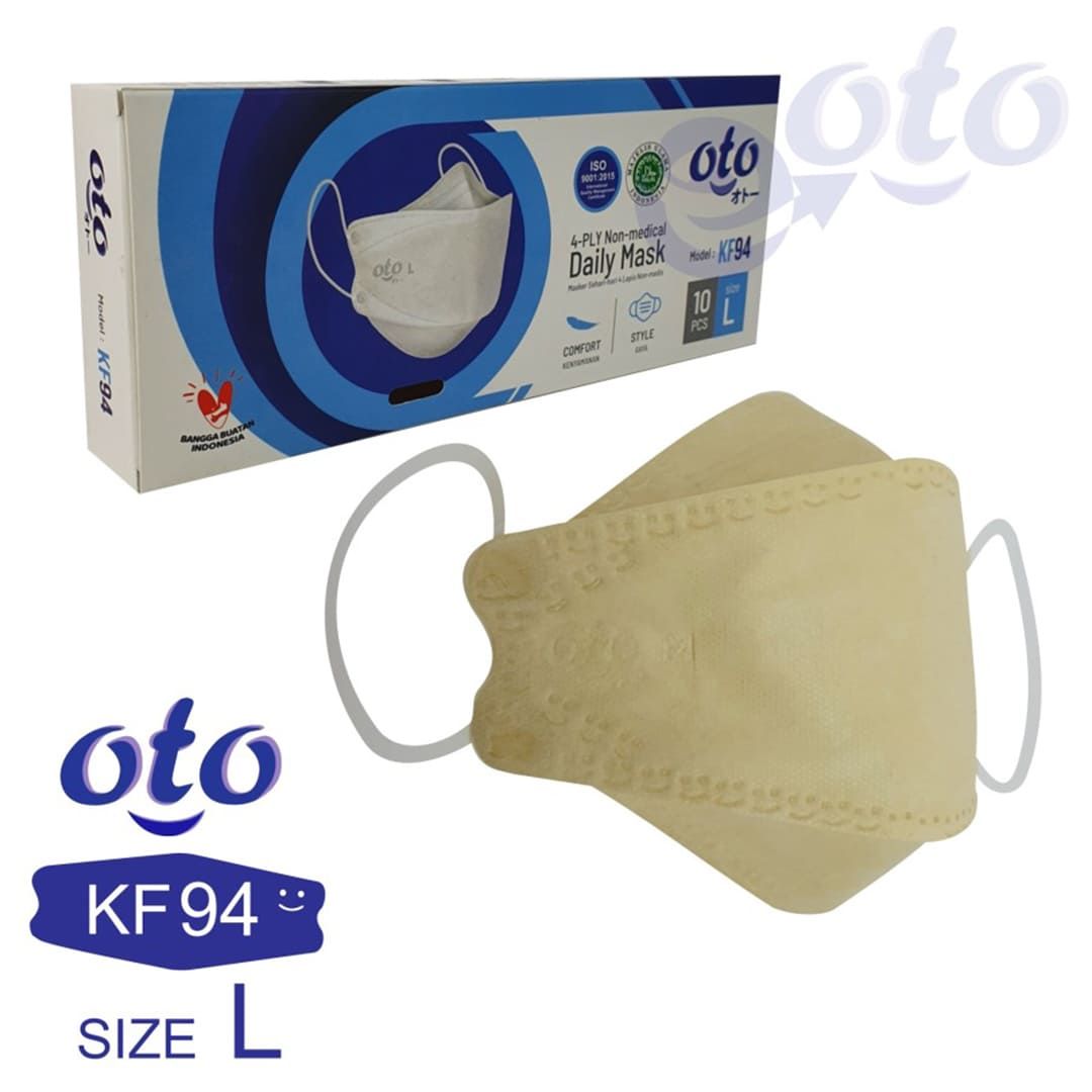 OTO Masker KF94 Face Daily Mask 4 ply 2 pack x 10 pcs ( 20pcs )- IVORY - L - 1