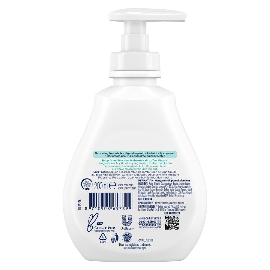 Baby Dove Hair to Toe Wash Sensitive Moisture 200ml - 3