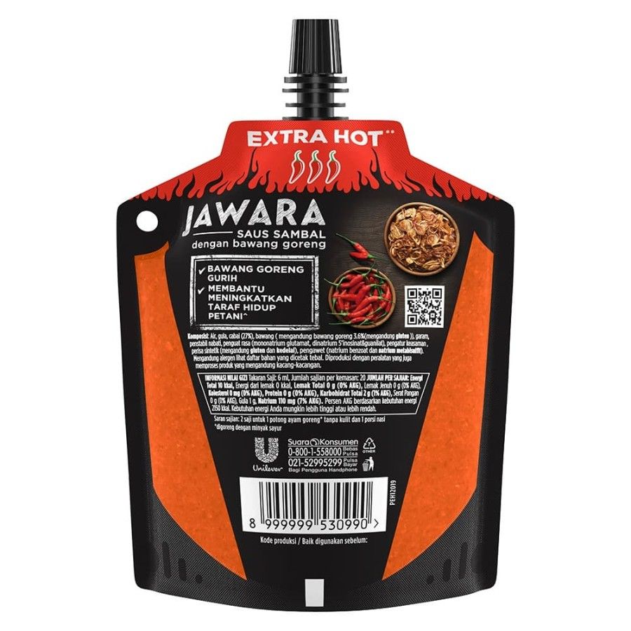 Jawara Saus Sambal Bawang Goreng Extra Hot Pouch 120Ml - 3